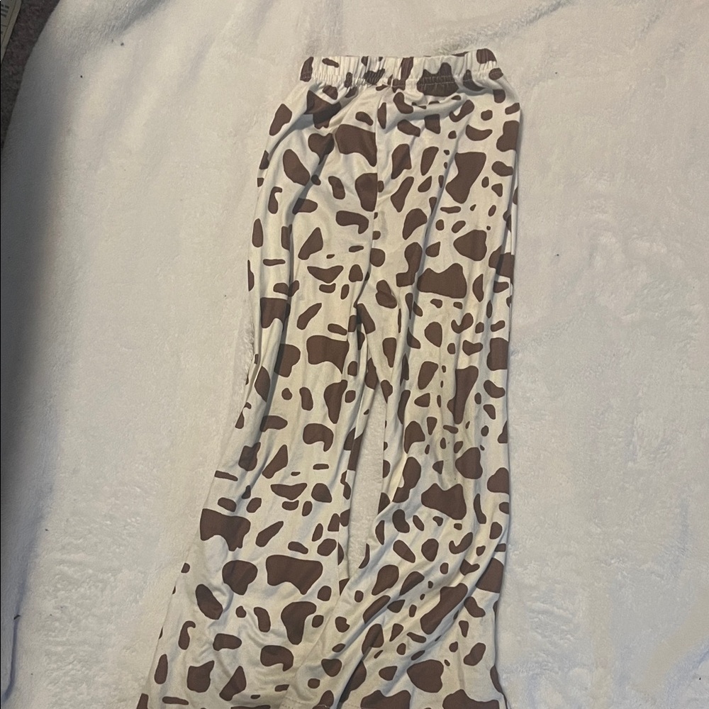 SHEIN Kids Brown and White Cow Print Joggers